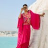 06-08-25_BNY100 Hot Pink Embroidered Draped Skirt Co-ord Set