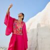 06-08-25_BNY113 Hot Pink Embroidered Draped Skirt Co-ord Set