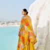 06-08-25_BNY159 Yellow Floral Cape Co-ord Set With Flared Skirt
