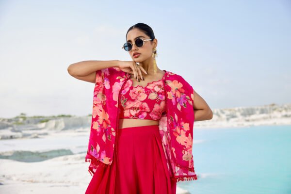 Cherry Blossom Flared Palazzo Co-Ord Set