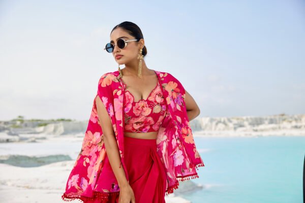 Cherry Blossom Flared Palazzo Co-Ord Set