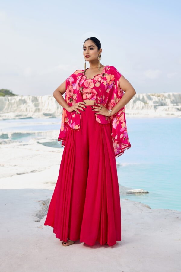 Cherry Blossom Flared Palazzo Co-Ord Set