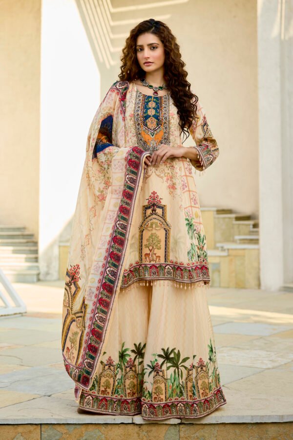 28-09-2025_BNY014 Cream Printed Suit Set