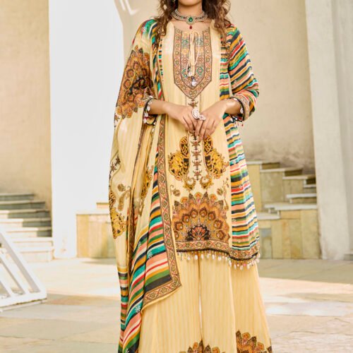 Beige Printed Suit Set