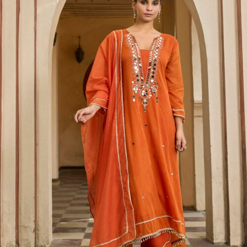 Rust Mirror Luxe Kurta Set
