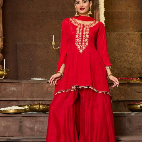 28-09-2025_BNY1287 Zareen Red Heritage Co-Ord Set