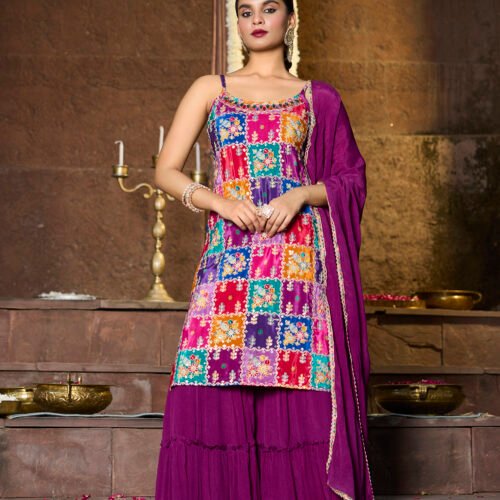 Royal Mosaic Patchwork Sharara Set