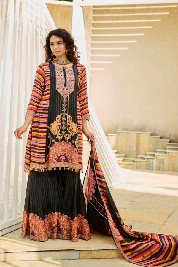 Multi Stripe Black Suit Set