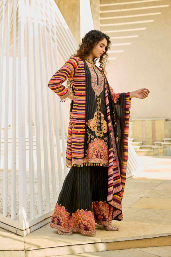 Multi Stripe Black Suit Set