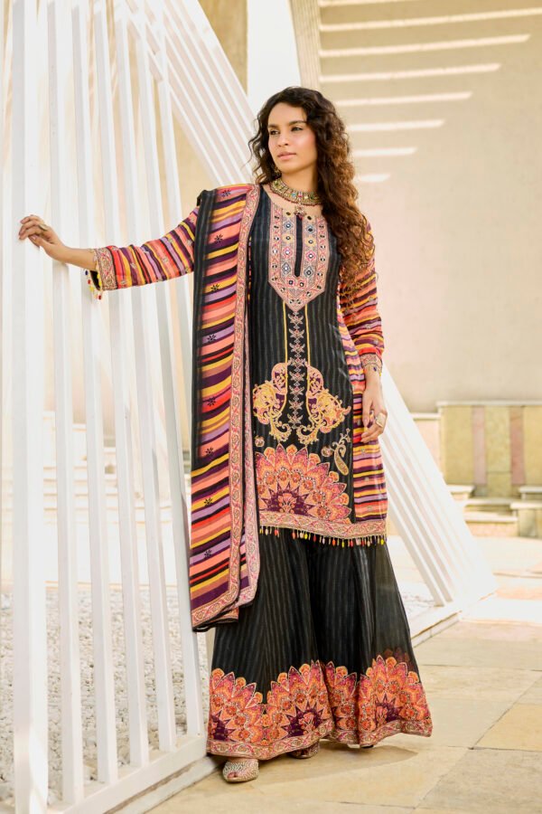 Multi Stripe Black Suit Set
