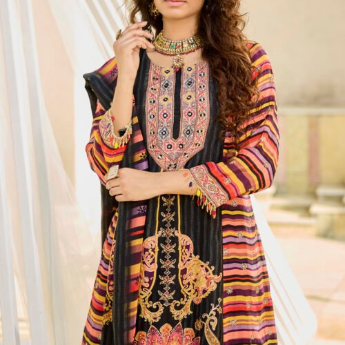Multi Stripe Black Suit Set