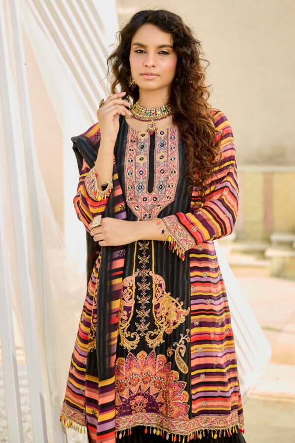 Multi Stripe Black Suit Set