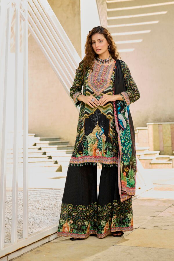 28-09-2025_BNY223_1 Black Printed Suit Set