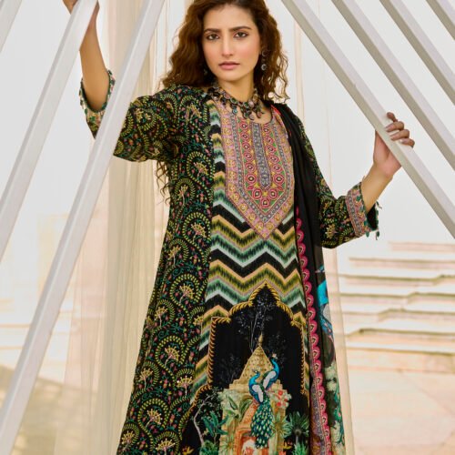 Black Printed Suit Set