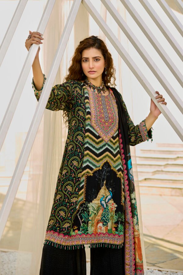 28-09-2025_BNY229_1 Black Printed Suit Set