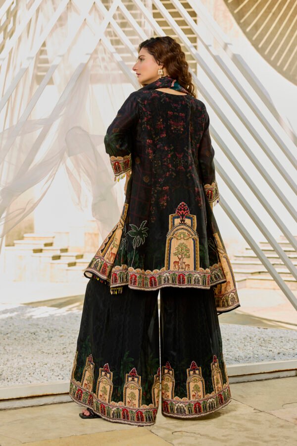 Black Printed Jacket Kurta Plazzo Set
