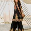 Black Printed Jacket Kurta Plazzo Set