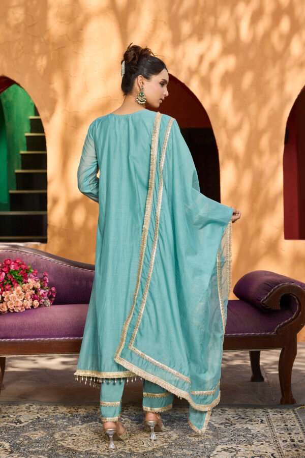 Aurelia Aqua Mirror Work Kurta Set