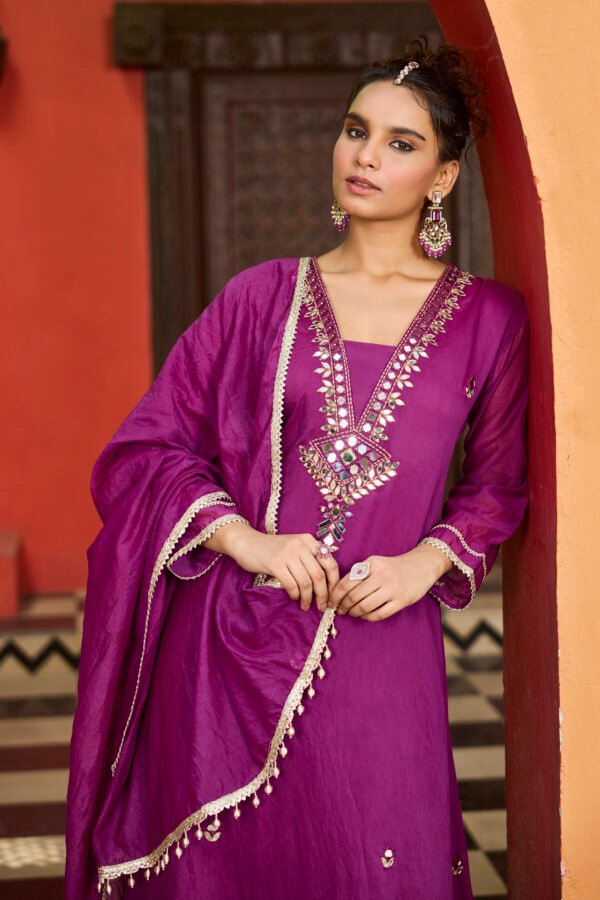 Fuchsia Noor Mirror Kurta Set